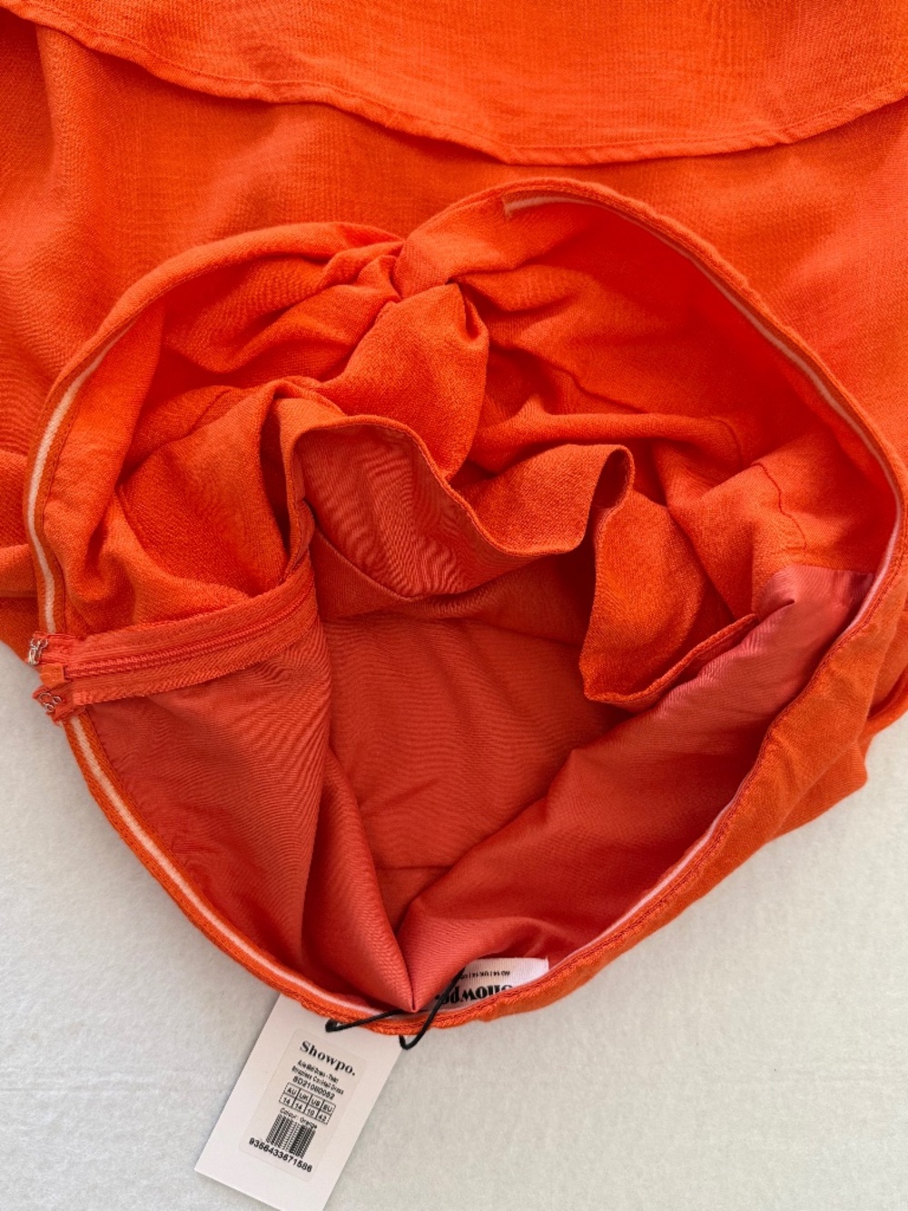 Showpo Avie Orange Twist Strapless Cutout Cocktail Midi Dress NWT US 10 Party - Picture 10 of 15